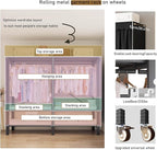Heavy Duty Portable Wardrobe, Metal Foldable Covered Clothes Rack, 1500LBS, Freestanding Closet System Rolling Garment Rack, 