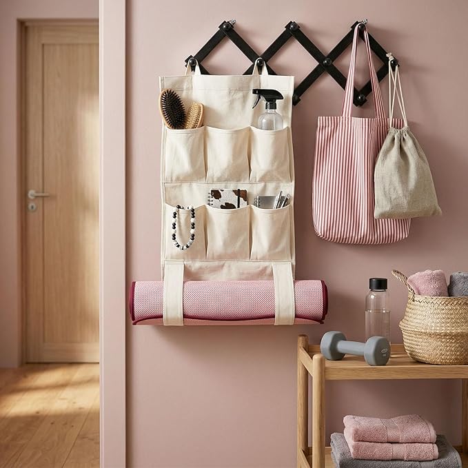 SCUNDA Expandable Hat Hanger for Wall,10 Wall Hooks Organizer for Hat, Coat, Cap, Mug - Space Saving Wall Mounted Hat Rack fo