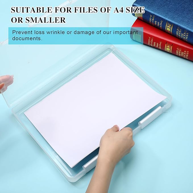 PerKoop 6 Pcs Clear Paper Storage Box A4 Plastic File Box Document Paper Organizer Storage Board Game Project Cases Container