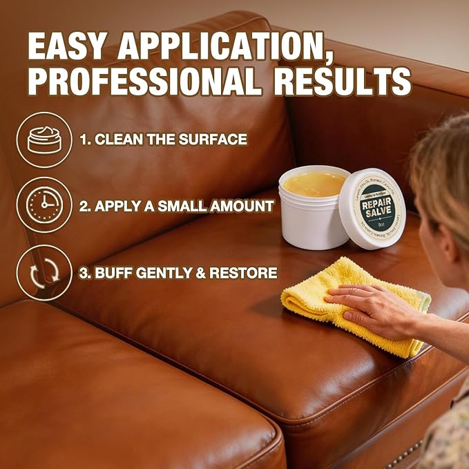 Leather Conditioner & Repair Cream: Leather Cleaner and Conditioner for Car Seats and Interiors - Repair Conditioning Salve f