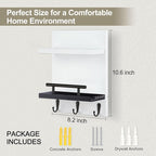 Key Holder Wall Mount, Key Holder With 2 Display Shelf, 3 Hooks for Key, Coat, Dog Leash, Key Hanger with Hook for Mail, Pott