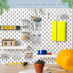 Jinei 12 Pcs Pegboard Bins and Cups with Hooks and Loops Peg Assortment Organizer Accessories Various Tool Organizer Pegboard