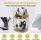 Asayuee 360 Rotating Gold Makeup Organizer,2 Tier Large Capacity Rotating Makeup Organizer,SkincarePerfume Organizer,Bathroom