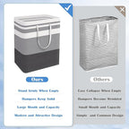 BlissTotes 3-Pack Laundry Basket, Freestanding＆Waterproof Laundry Hamper, Collapsible Tall Clothes Hamper with Easy Carry Han