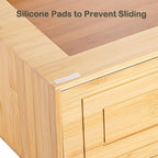 Kingrol Bamboo Cube Storage, Stackable Desk Drawer Organizer with Handle, Home Office Cubby Organizer for Entryway, Closet, B