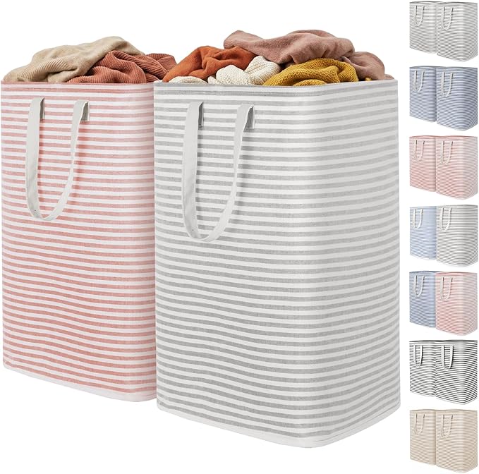 Lifewit 2 Pack Laundry Basket 80L Each, Collapsible Clothes Hamper with Reinforced Handles, Freestanding Waterproof Design fo
