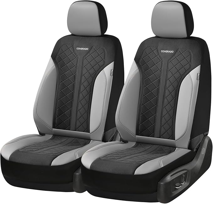 Coverado Leather Car Seat Cover for 2 Seats Front Seat Covers Waterproof Seat Covers 2-Pack Luxury Car Seat Protectors Univer