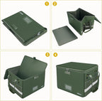 ENGPOW File Box with Lock, Fireproof Document Box with Pockets, Collapsible File Organizer Filing Storage Cabinet with Handle
