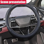 Craedli 14.5-15 Inch Leather Car Steering Wheel Cover, Non-Slip Breathable Auto Steering Wheel Protector Cover, Universal Veh