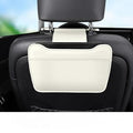 Car Leather Trash Can for Headrest, Hanging Garbage Bin, Waterproof Foldable Stroage Organizer for Car, Multipurpose Interior Accessories for SUV Truck RV Camping (White Seat headrest)