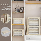 CYhom 4 Pack Clothes Storage Bins - Oxford Fabric Metal Frame Storage Box - Foldable Stackable Container Organizer Set with C