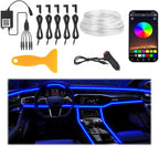 Interior Car LED Strip Lights, with APP Control, 5-in-1 RGB Ambient Lighting Kit, 236in Fiber Optic Glow, 16 Million Colors, Music Sync, Night Driving, Party Ambiance & Gift for Car Lovers