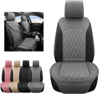 Sanwom Front Car Seat Covers - Leather Seat Covers with Storage Pocket and Two Belt Pads, Anti-Slip Waterproof Universal Seat