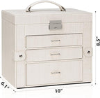 AKOZLIN 4-Tier Jewelry Box Lockable Leather Jewelry Storage Case Organizer with 3 Drawers for Women Girls Ring Necklace Earri