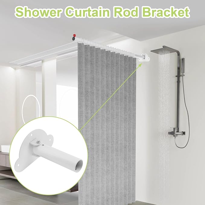Adjustable Shower Curtain Rod Bracket 1 Pack Aluminum Alloy Shower Curtain Rod Single Swivel Flange Heavy Duty Closet Rod Bra
