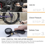 AstroAI Tire Pressure Gauge with Inflator, 100 PSI-ANSI B40.1 Accurate, Large 2.5" Easy Read Glow Dial, Heavy Duty Air Chuck and Compressor Accessories for Truck, with Case