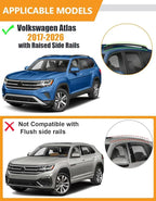 KINGGERI 330lbs All aluminum Roof Rack Cross Bars Compatible with Volkswagen VW Atlas 2017-2026 with Raised Side Rails (Not for Atlas Cross Sport), Lockable Roof Rails Crossbar Rooftop Luggage Carrier