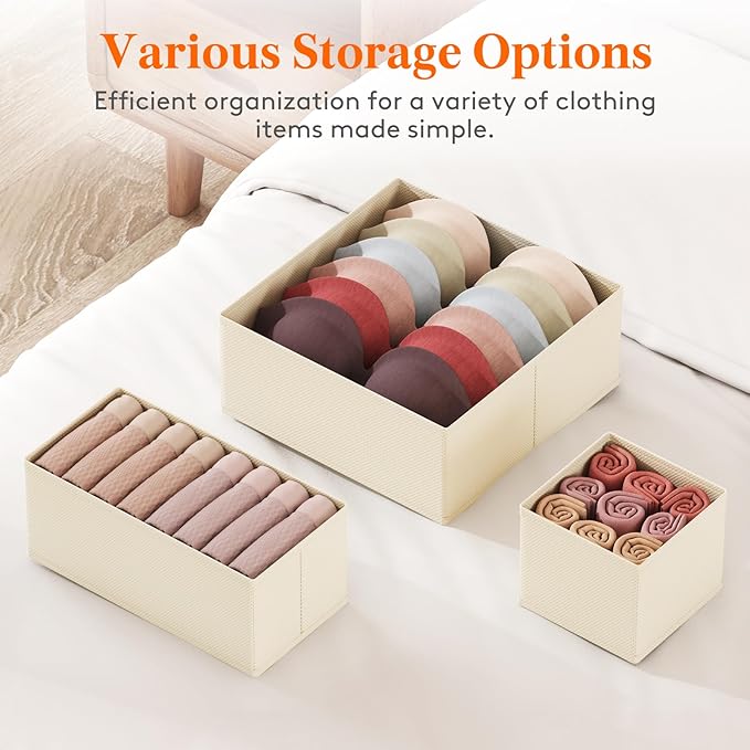 Lifewit 16 Pack Drawer Organizer, Dresser Underwear Drawer Organizer Bins, Foldable Fabric Closet Organizers, Storage Drawer 