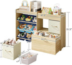 EXPERLAM Toy Storage Organizer for Kids, 9-Bin Toy Organizer with 2-Drawers,Movable Toy Chest and Top Rack, Kids Bookshelf an