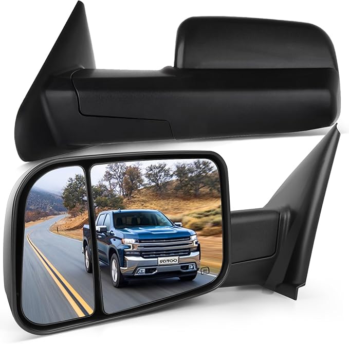 SCITOO Compatible fit for Towing Mirrors 2002-2008 for Dodge for Ram 1500 2003-2009 for Dodge for Ram 2500 3500 Pickup Power Heated Passenger Driver Side View Pair Mirrors