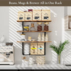 3 Tier Floating Shelf with Storage Baskets, Wall Mounted Bathroom Shelves Over Toilet, Wood Wall Shelves for Kitchen, Bedroom