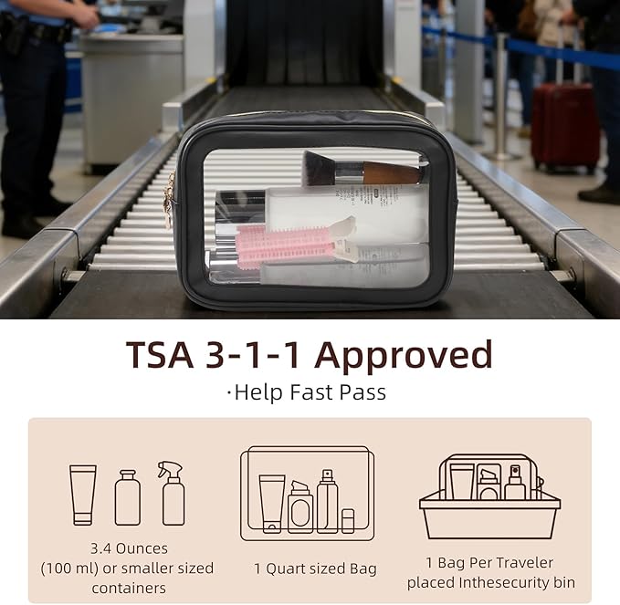 5PCS Diaper Bag Organizer Pouch Set，Clear Organizer Bags,TSA Approved Toiletry Bag,Clear Waterproof Cosmetic Bags with Zipper