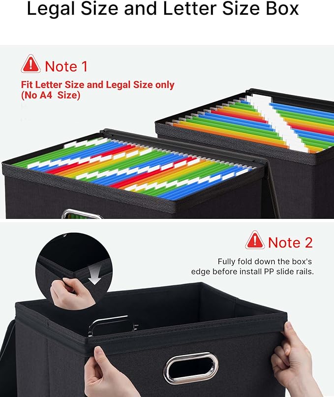 Oterri 1 Pack Large File Organizer Boxes with Lids, File Box with Mesh Pockets, Document Organizer Box for Legal/Letter Size 