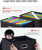 Oterri 2 Pack Large File Organizer Boxes with Lids, File Box with Mesh Pockets, Document Organizer Box for Letter/Legal Size 