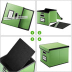 Huolewa Portable Leather File Organizer Boxes with Lids, Office Document Boxes Organizer, Filing Boxes, Decorative Small File
