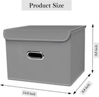 Linen Fabric Foldable Collapsible Storage Cube Bin Organizer Basket with Lid, Leather Handles, Removable Divider for Home, Cl