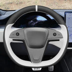 MEWANT Hand Stitched Tesla Model S(O-Shaped) Steering Wheel Cover Wrap for Tesla Model S 2021-2023 / Model X 2021-2023 Steering Wheel Accessories