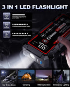 9 in 1 Jump Starter, 12V Jump Box Car Battery Jumper Starter Portable with 14 in 1 Protection Jumper Cables, LED Lights, LCD