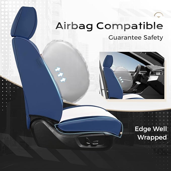 Coverado Seat Covers, Car Seat Covers Full Set, Leather Seat Covers for Cars, Car Seat Protector, Black Car Seat Covers Front