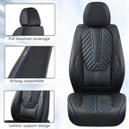 Coverado Front Seat Covers, Waterproof Leather Car Seat Protector, Universal Fit for Most Cars (Black&Blue)
