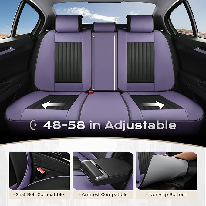 Coverado Car Seat Covers Full Set, Seat Covers for Cars, Car Seat Cover, Car Seat Protector, Leather Car Seat Cushion, Waterp