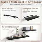 16 Inch Floating Shelves for Wall Set of 2, 8"D Wood Grain Bathroom Shelves with Invisible Brackets, Easy Install Engineered 