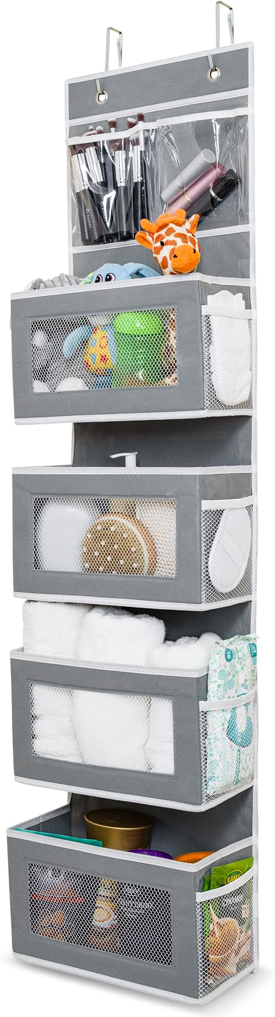 Wondersome Over the Door Organizer - Clear Mesh Window Hanging Storage Rack - Closet/Wall Organization for Bedroom, Bathroom,
