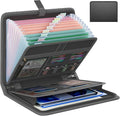 Fireproof Accordion File Organizer, Portable Expanding File Folder with Waterproof Zipper&Labels, Dark Gray Document Organize