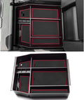 Center Console Organizer Tray for Ford F150 2021 2022 2023 2024 Accessories Interior Secondary Storage Armrest Box Insert Hidden Cubby Drawer (Full Console w/Bucket Seats ONLY) (Red Trim)