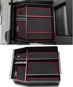Center Console Organizer Tray for Ford F150 2021 2022 2023 2024 Accessories Interior Secondary Storage Armrest Box Insert Hidden Cubby Drawer (Full Console w/Bucket Seats ONLY) (Red Trim)