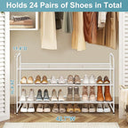 AOODA Long 3 Tier Metal Shoe Rack for Closet Wide Stackable Shoe Storage Organizer for Entryway, Bedroom, Floor, 24-Pairs Men