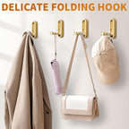 Foldable Hooks Wall Mount, Folding Coat Hooks Wall Mounted - Retractable Space Saving Organizer for Bathroom, Kitchen, Bedroo