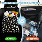 Daisy Flower Car Trash Bag - Waterproof Car Trash Bag Hanging Leakproof Car Garbage Bag - Washable Reusable Trash Bag for Car Interior Hanging Organizer Storage Vehicle Travelling Camping