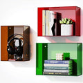 Acrylic Floating Shelves for Wall, Wall Mounted Cube Shelf for Bedroom Living Room Bathroom Hanging Shelf for Storage (Colore