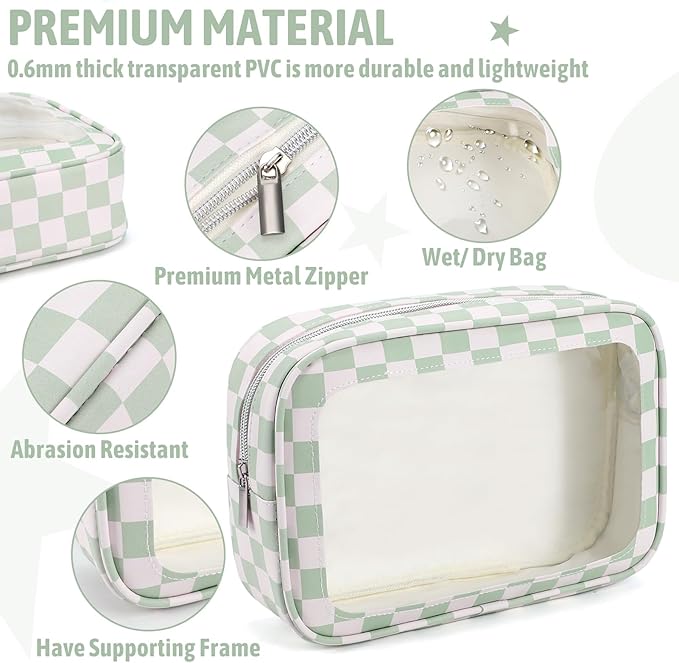 5PCS Diaper Bag Organizer Pouch Set,TSA Approved Toiletry Bag, Waterproof TPU Makeup Bag Set, Travel Organizer Bags for Women