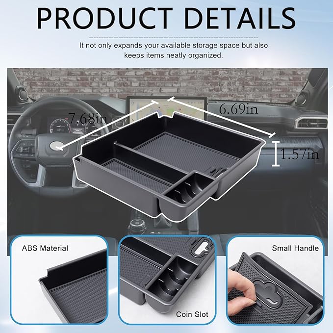 JDMCAR Center Console Organizer Compatible with 2025 2026 Toyota 4Runner Accessories, Insert ABS Materials Tray, Armrest Box Secondary Storage Tray Interior Accessories (Glossy Black Trim)