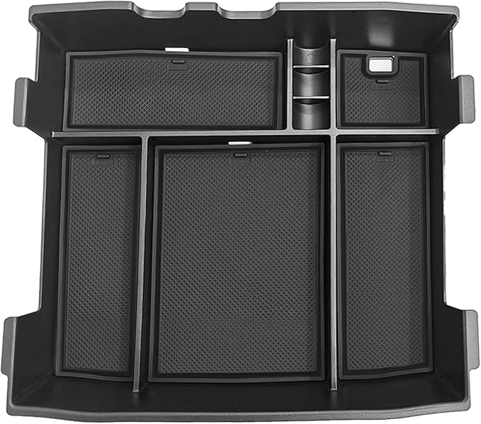Muslogy Center Console Organizer for 2023-2025 2026 Ford F250 F350 F450 Super Duty Accessories Custom Fit Storage Box Divider(Fit with OEM Tray), Fits Bucket Seats Only, Not for Work Surface (Black)