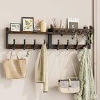 Evermagin 35" Coat Rack Wall Mount with Shelf, 4 in 1 Coat and Key Hanger with 13 Metal Hooks, Entryway Wall Mounted Shelf wi