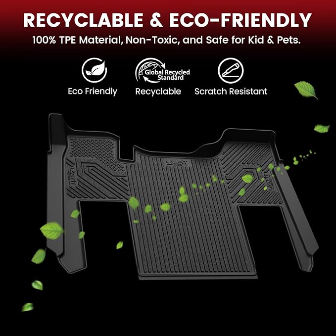 Lasfit Floor Mats for Kenworth T680 2013-2026/ T880 2014-2026, All-Weather Protection TPE Car Liners for Kenworth T680/T880 Accsessories, Black, Easy to Clean
