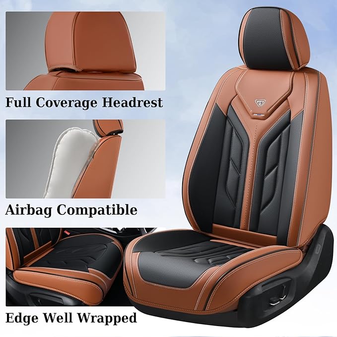 Coverado Front Seat Covers, Car Seat Covers Front Seats, Leather Seat Covers for Cars, Automotive Seat Covers Car Seat Protec